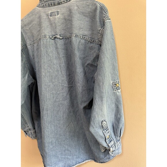 Vtg Men’s Trail Designs Cotton Denim Jean Button Down Shirt Pockets Size Large - Picture 9 of 12